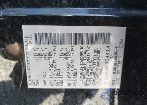 2013 Infiniti Jx35 z USA, uszkodzony, nr VIN 5N1AL0MMXDC304414